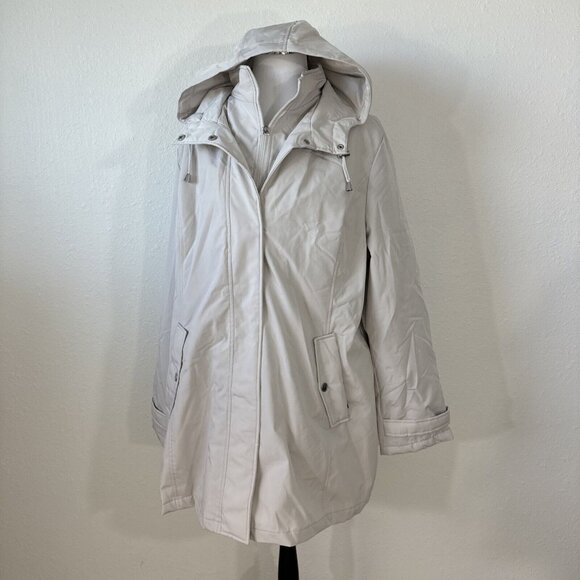 HFX All Weather Trench Wind/Water Resistant Coat CEMENT Women's Sz XXL NWT - Picture 5 of 16